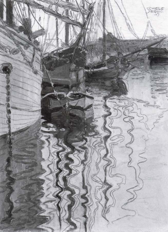 Sailing-ships in trieste harbour